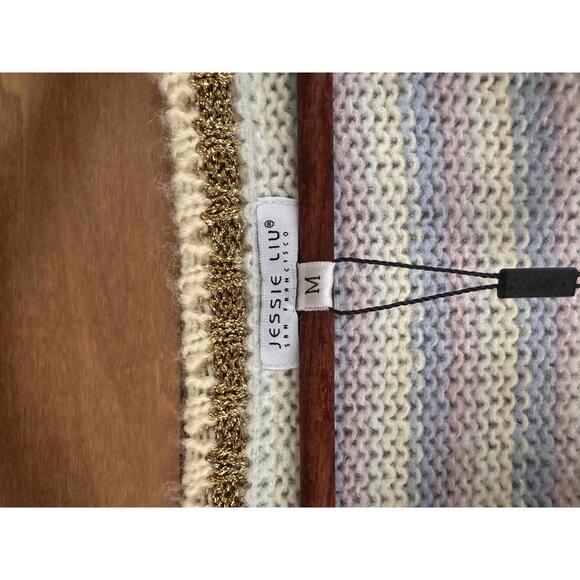 NWT Jessie Liu Wool Blend Knit Cardigan Sweater Metallic Trim Women’s Medium - Picture 7 of 10